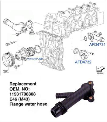 BMW 3 SERIES E46 WATER HOSE FLANGE 1.8 08808 EARLY MODEL, 99-01
