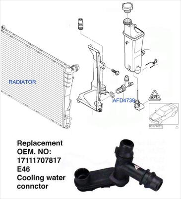 BMW 3 SERIES E46 WATER HOSE FLANGE/COOLING WATER AUTOMATIC TRANSMISSION, 07817 99-04