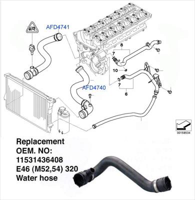 BMW 3 SERIES E46 WATER HOSE OUTLET RADIATOR 2.0/2.3/5/8/3.0 36408 A GRADE, 99-04