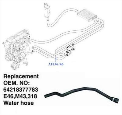 BMW 3 SERIES E46 WATER HOSE HEATER 318 77783 EARLY MODEL, 99-01