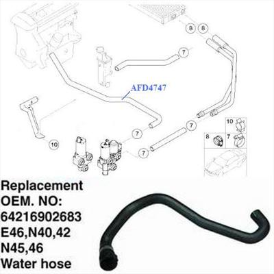 BMW 3 SERIES E46 WATER HOSE HEATER 1.8 02683 LATE MODEL, 01-04