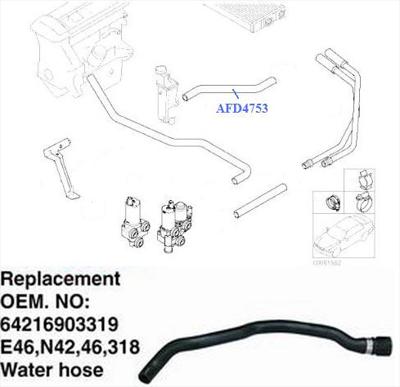BMW 3 SERIES E46 WATER HOSE HEATER 1.8 03319 LATE MODEL, 01-04
