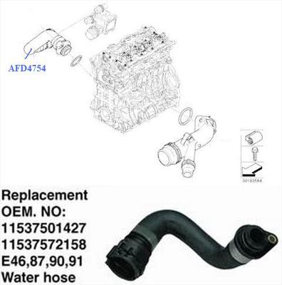 BMW 3 SERIES E46 WATER HOSE 318 01427/72158 LATE MODEL, 01-04