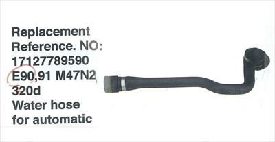 BMW 3 SERIES E90 WATER HOSE 320D MANUAL TRANSMISSION, RADIATOR TANK, RETURN EARLY MODEL, 05-08